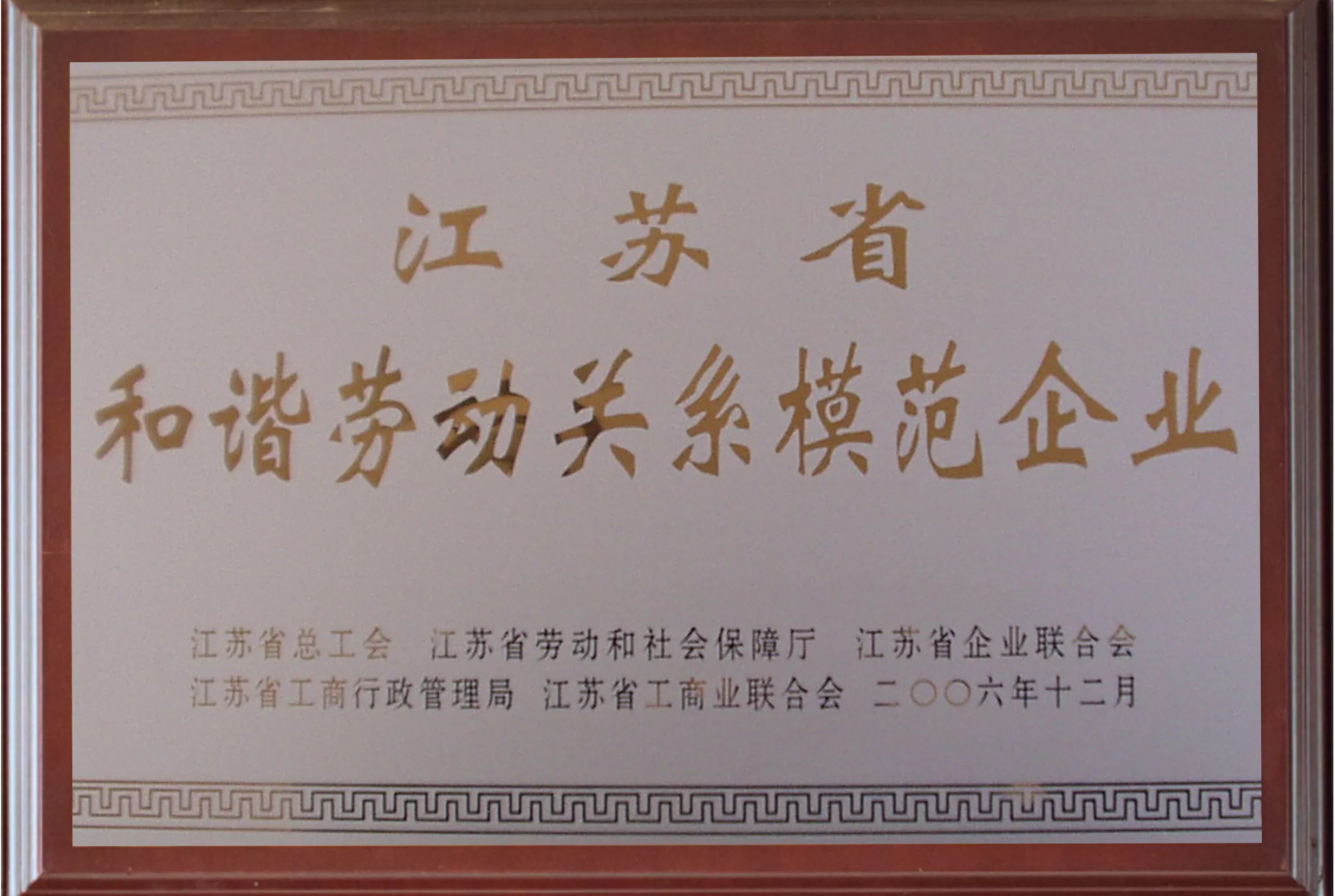 江苏省和谐劳动关系模范企业